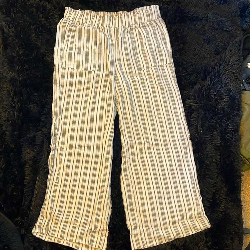 Time and Tru Linen Striped Pants, Size Medium 8-10